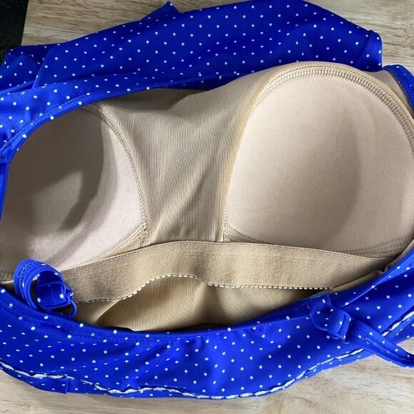 L.L. Bean One Piece‎ Swimsuit Dress Size 10 Long Polka Dot Blue White SW-1724 - Picture 7 of 9